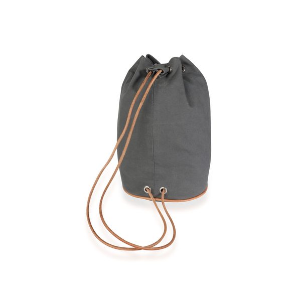 Hermès Gray Canvas Polochon Mimile Drawstring Bucket Bag Backpack PHW - Picture 3 of 7